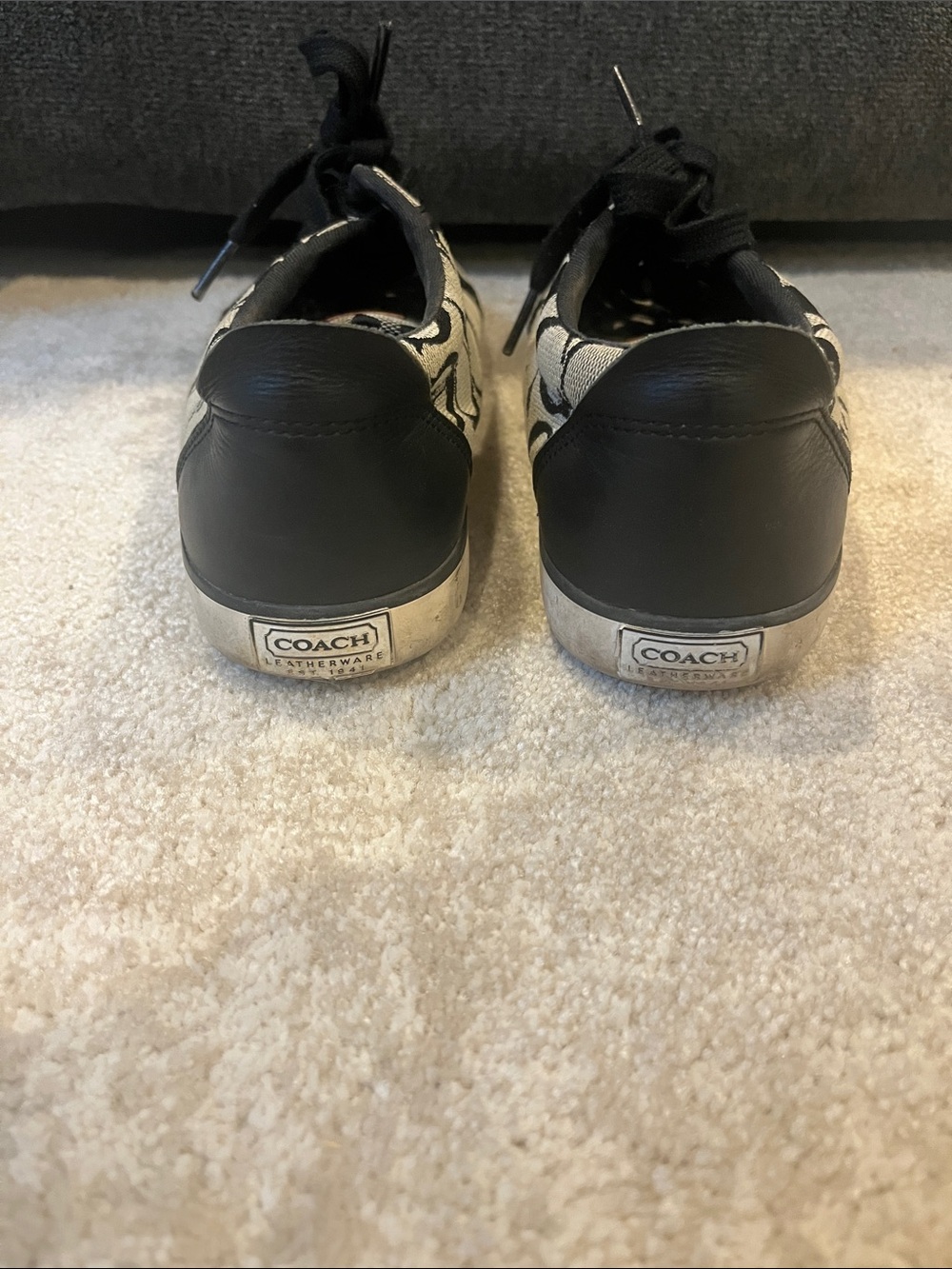 Coach Black & Cream Logo Canvas Sneakers size 6 style Q106 - Picture 3 of 6